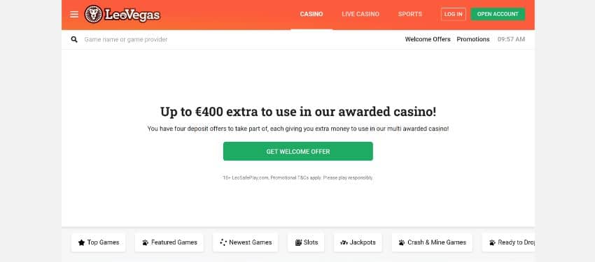LeoVegas Casino Review Claim Welcome Offer up to €400!