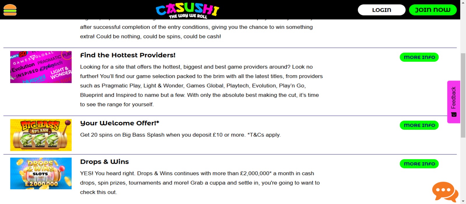 Casushi Casino Promotions Interface