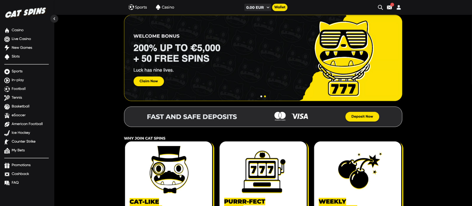 Deutsche Spieler nutzen Cat Spins Casino
