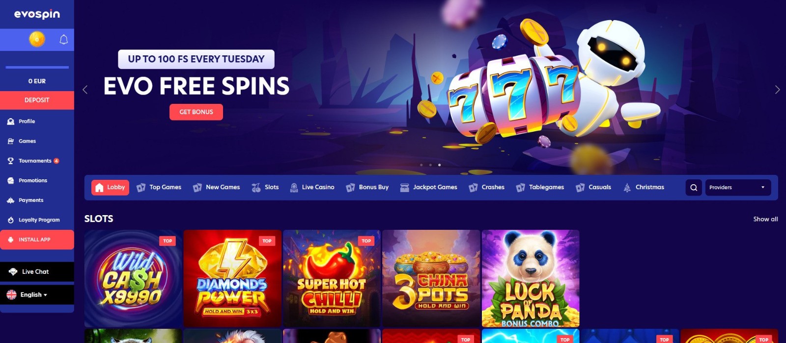 Evospin Casino Review für Spieler aus Deutschland