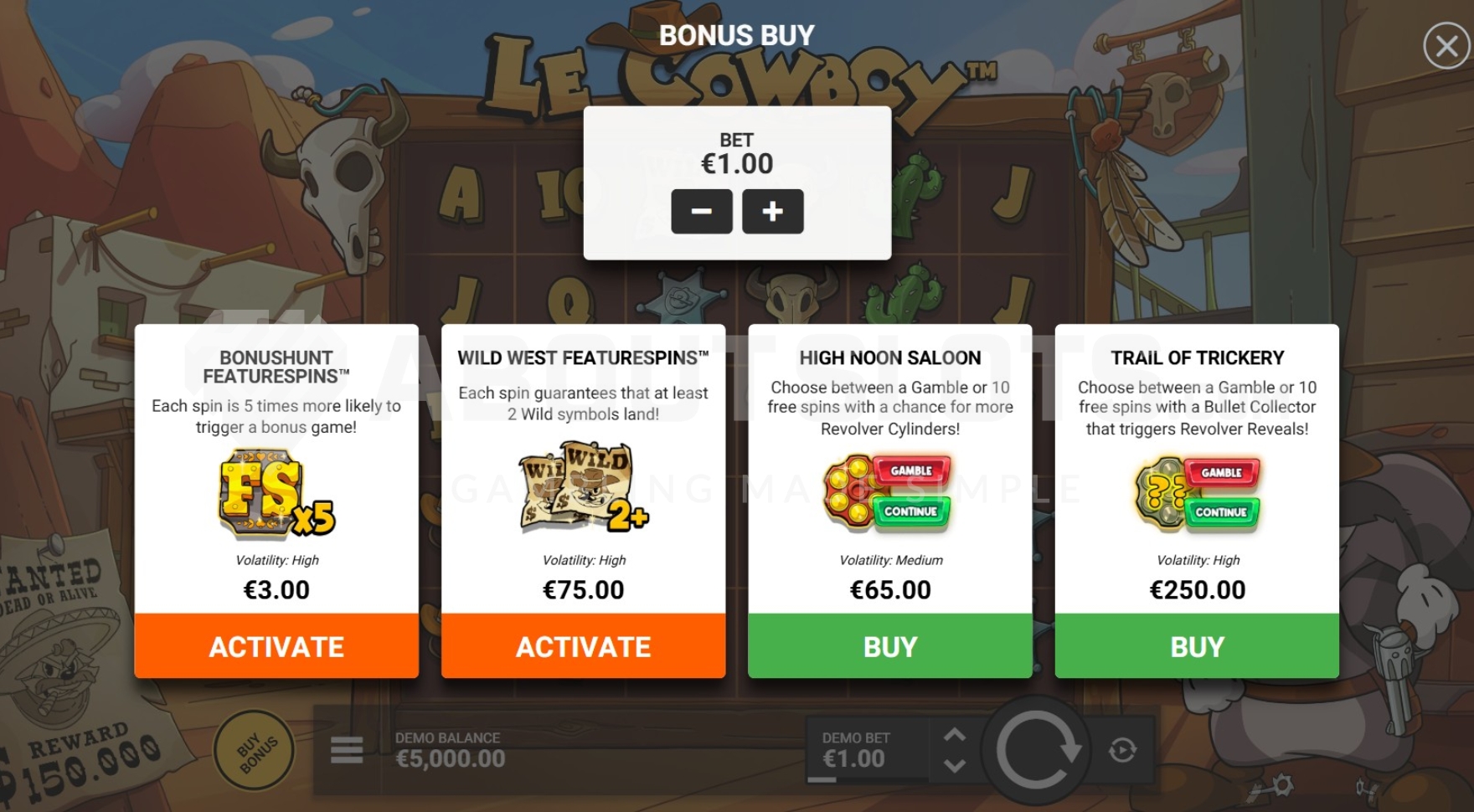 Le Cowboy (Hacksaw Gaming) Demo and Slot Review