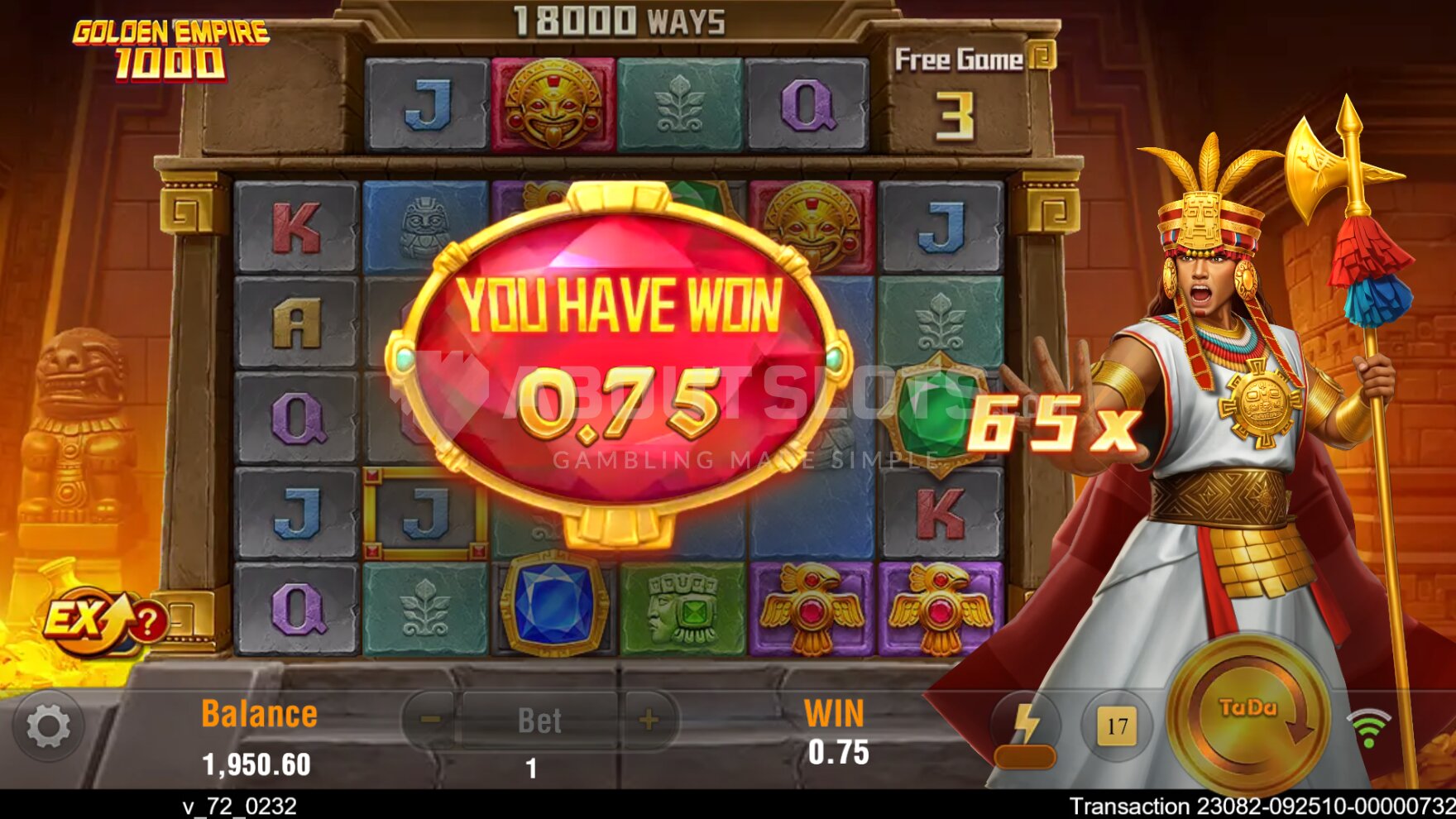 Golden Empire 1000 (TaDa Gaming) Demo and Slot Review
