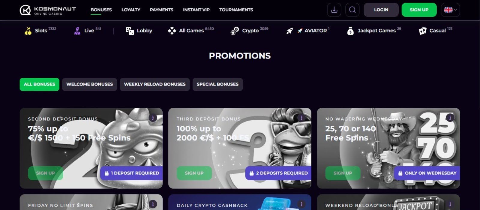 Kosmonaut Casino Live Casino Review for Canadian Players