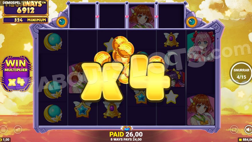 Множитель выигрыша в бесплатных вращениях увеличивается до 4X.