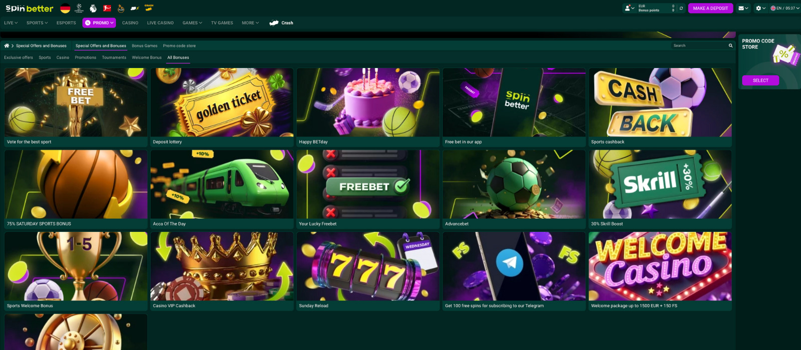 Strona promocji Spinbetter Casino