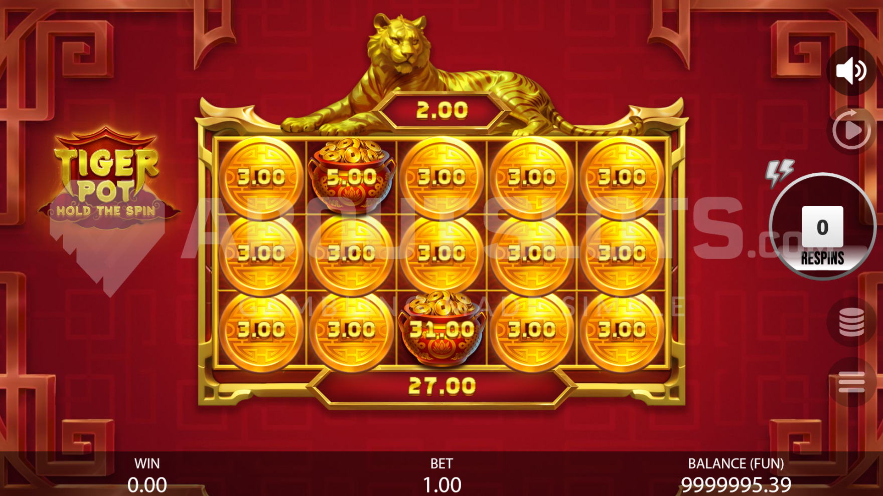 Tiger Pot: Hold the Spin (Gamzix) Demo and Slot Review