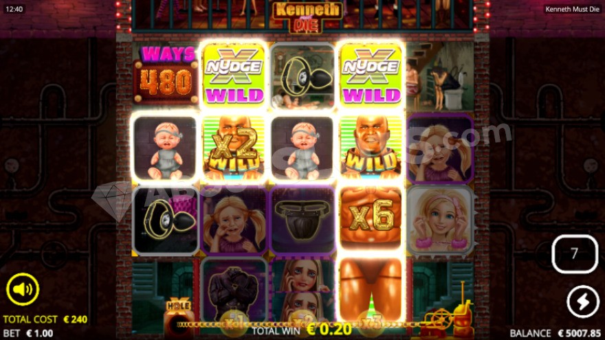 Бонусная игра с улучшенными вращениями, на барабанах два xNudge вайлда.