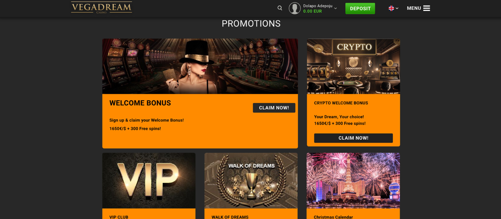 Vegadream Casino Promotions