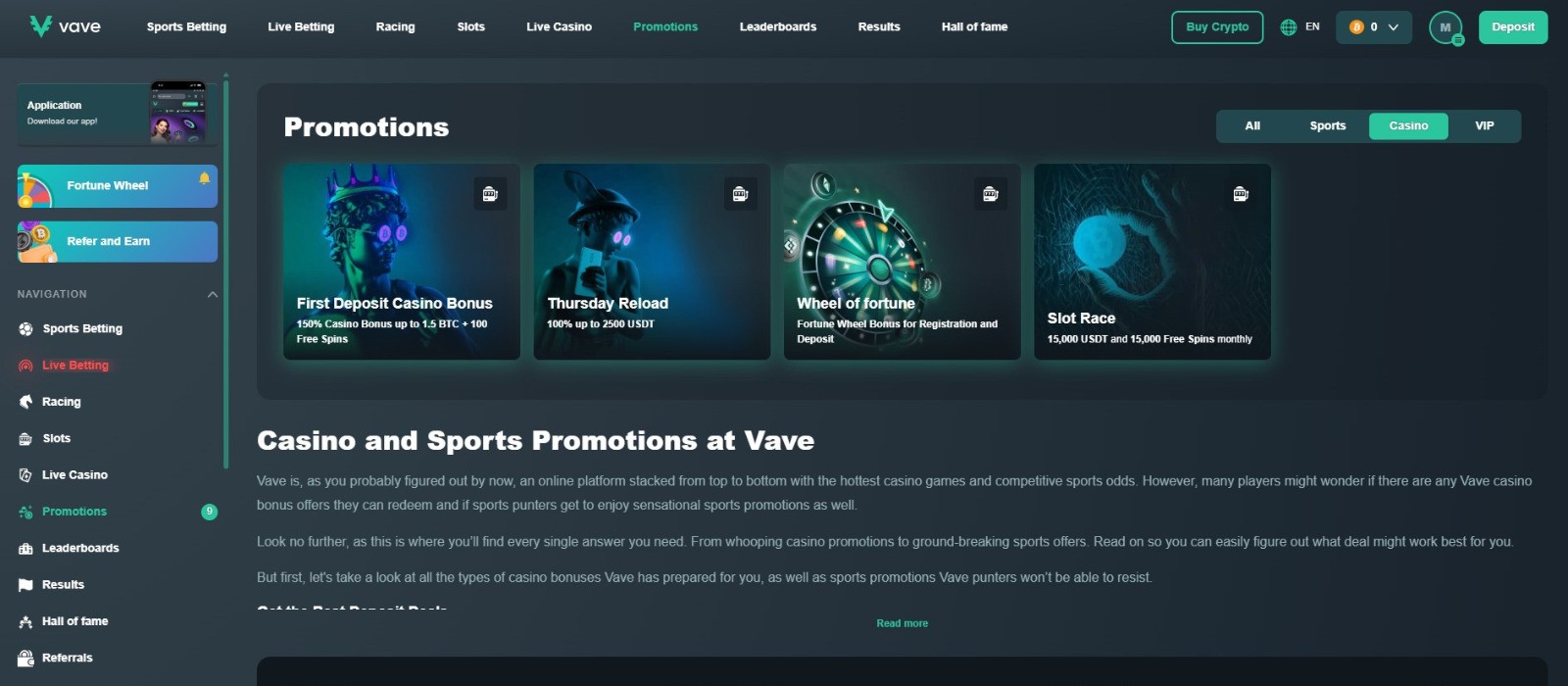 VaveCasino Online Casino Review and Bonus - AboutSlots