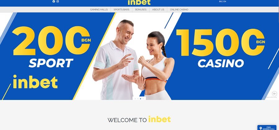 Inbet casino spelscherm met slots en live games