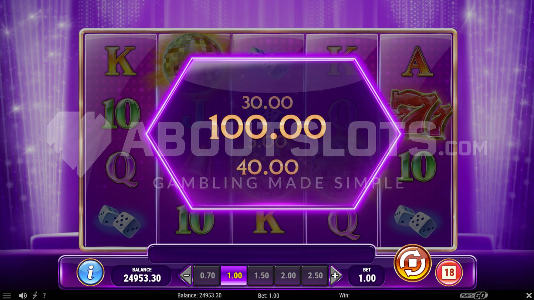 Альтернативный бонус в процессе, показывающий выигрыш 100x в мини-игре электронной лотереи.