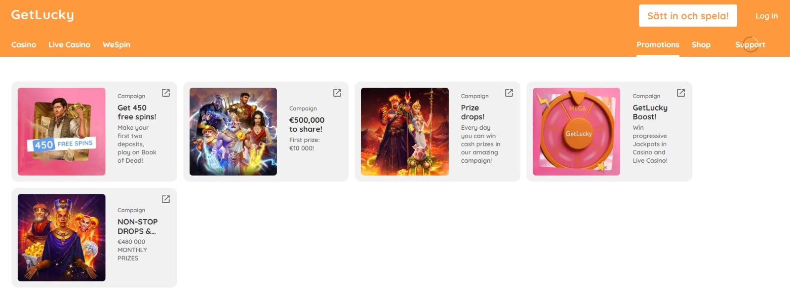 Getlucky casino promotions side