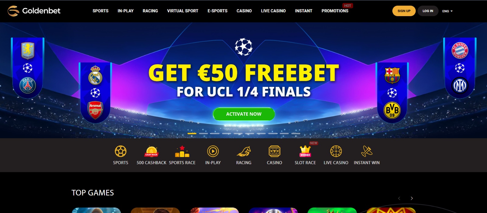 Goldenbet Casino Landing Page