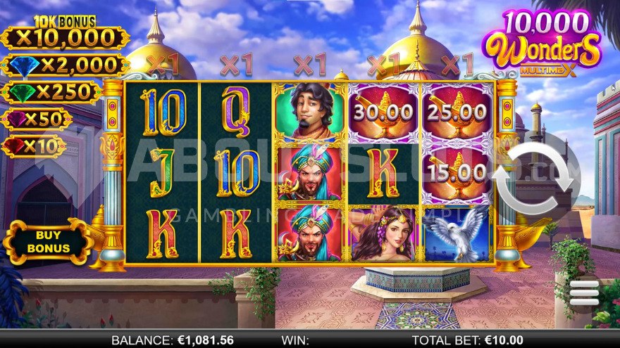 Основная игра с различными джекпотами слева от барабанов.