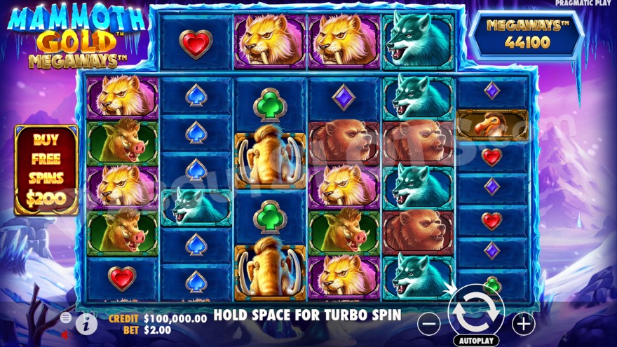 Изображение базовой игры в слоте Mammoth Gold Megaways