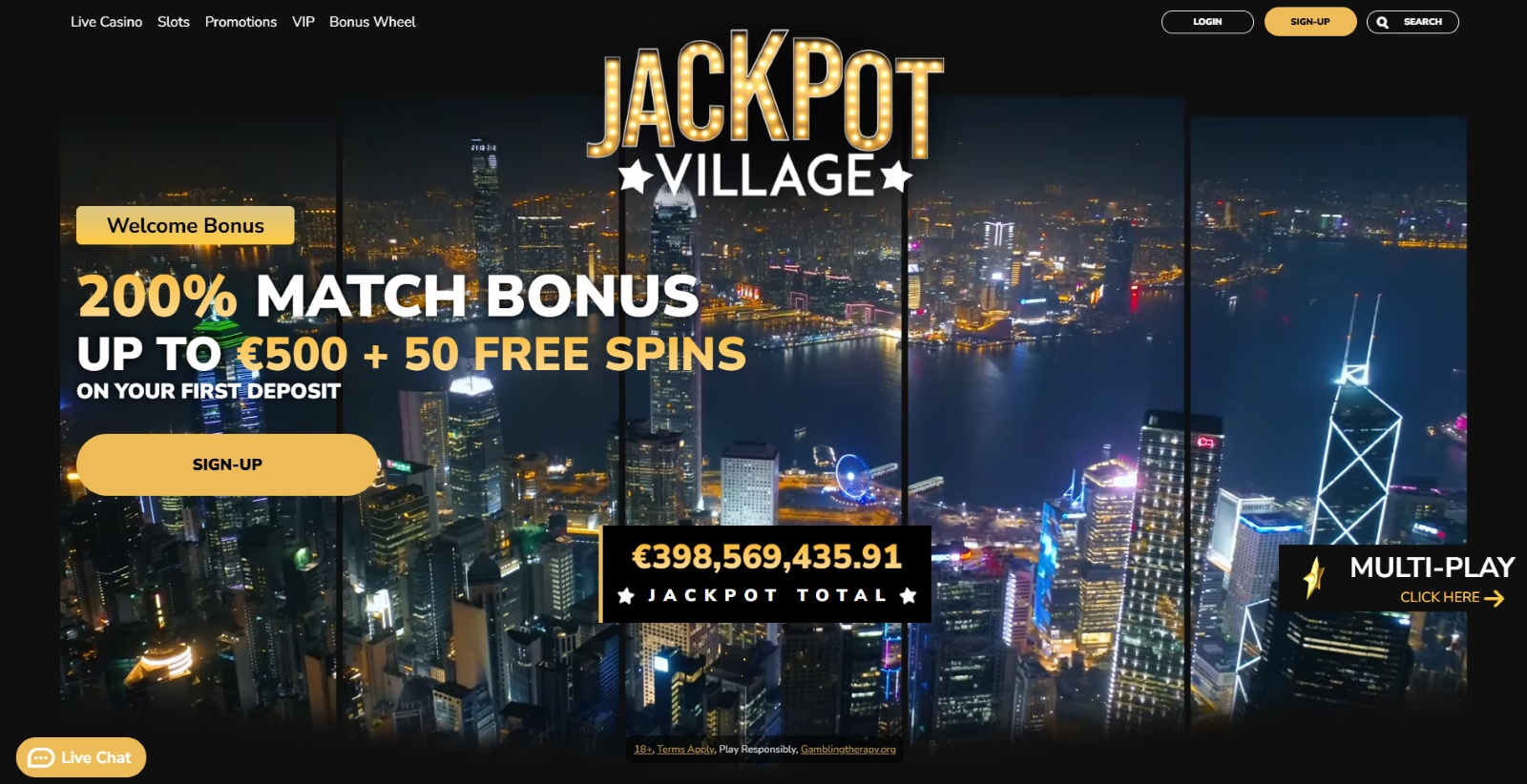 Jackpot Village Casino interface on mobile and desktop