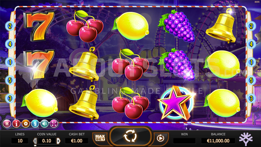 Базовая игра слота Jokerizer с комбинацией высоко- и низкооплачиваемых символов на сетке 5x3.