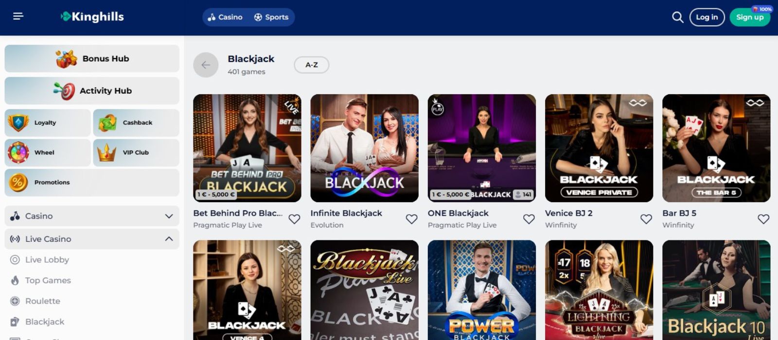 Kinghills casino games