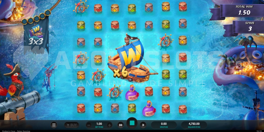 Kraken's Cove slot gameplay