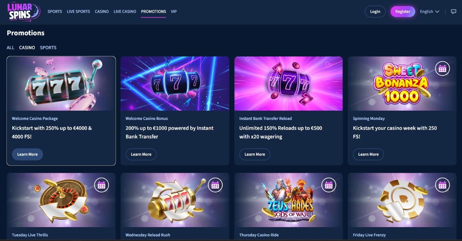Review: Casino Lunar Spins Willkommensbonus: Startvorteile für neue Spieler