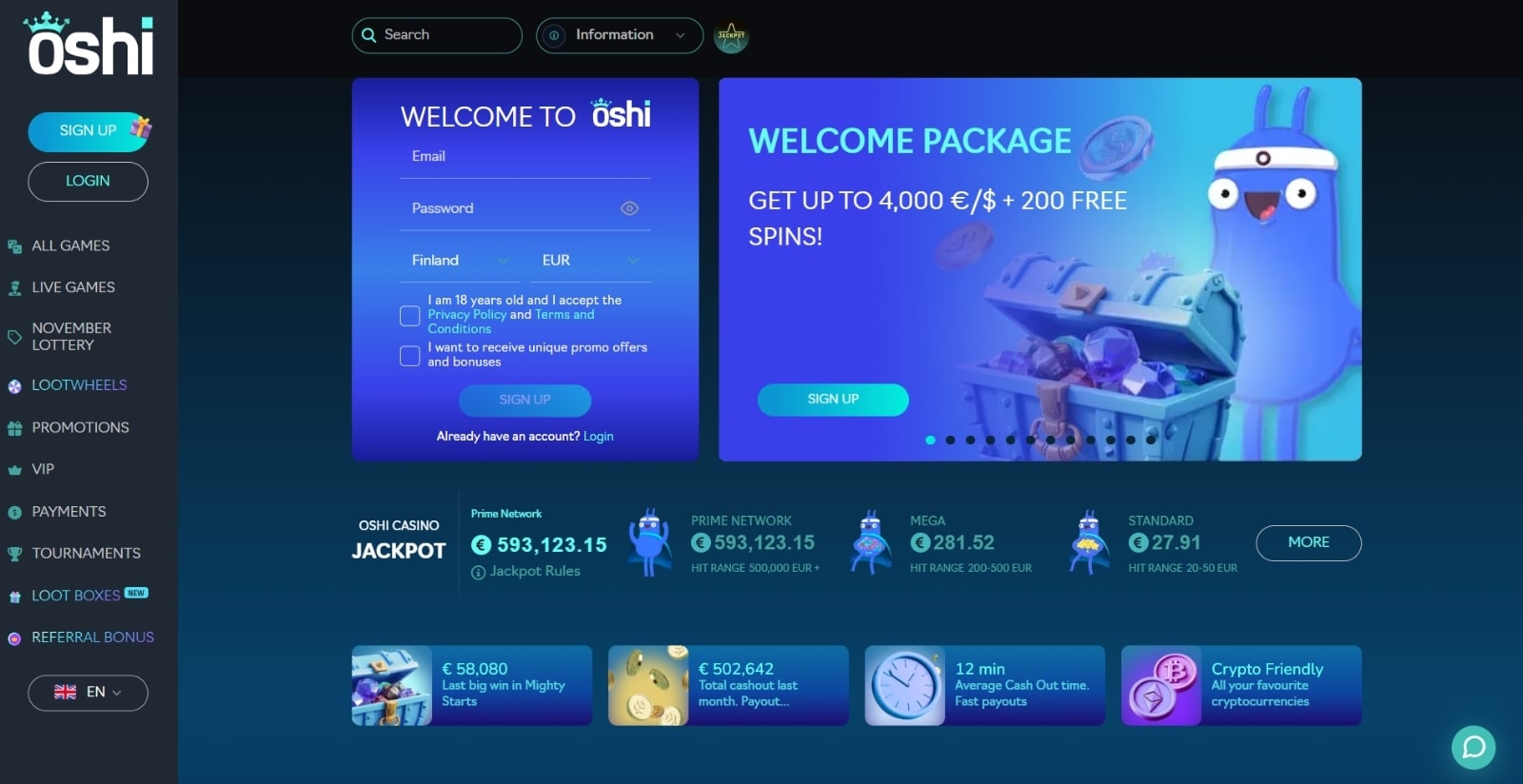 Oshi Casino Review für Spieler aus Deutschland