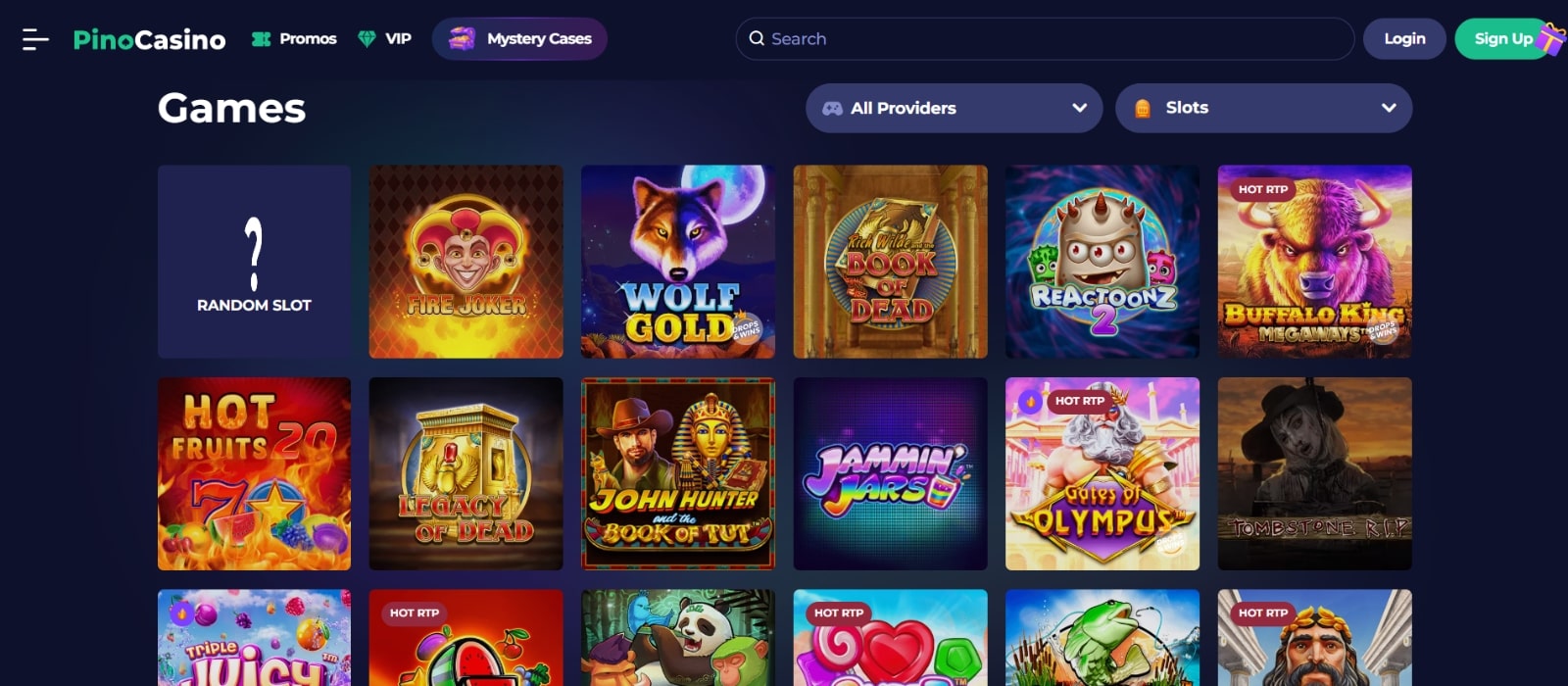 Pinocasino casino games overzicht