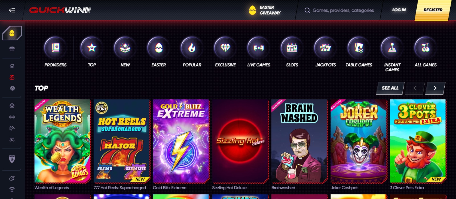 Quickwin Casino Spieleauswahl