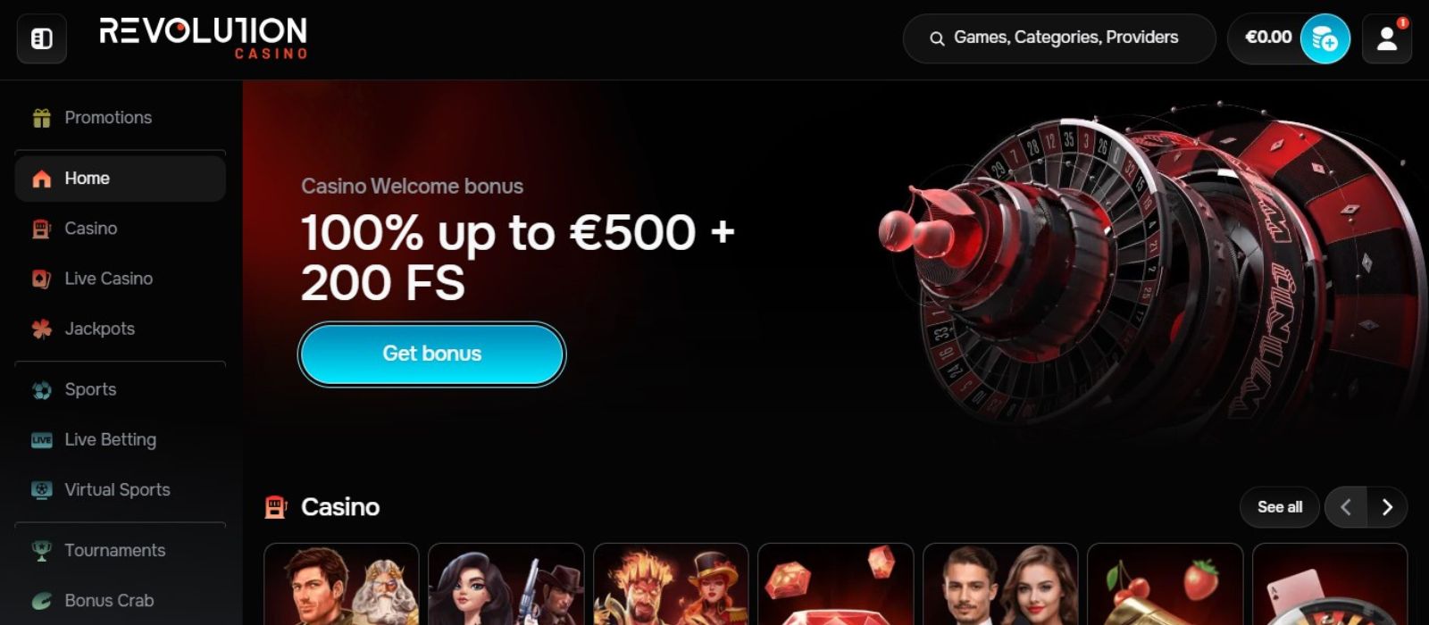 Casino Revolution Slots: Spielauswahl und erste Eindrücke