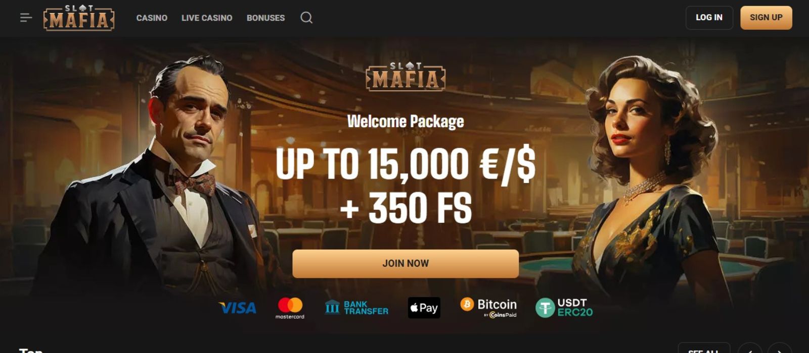 Schermata del Mafia Casino con slot