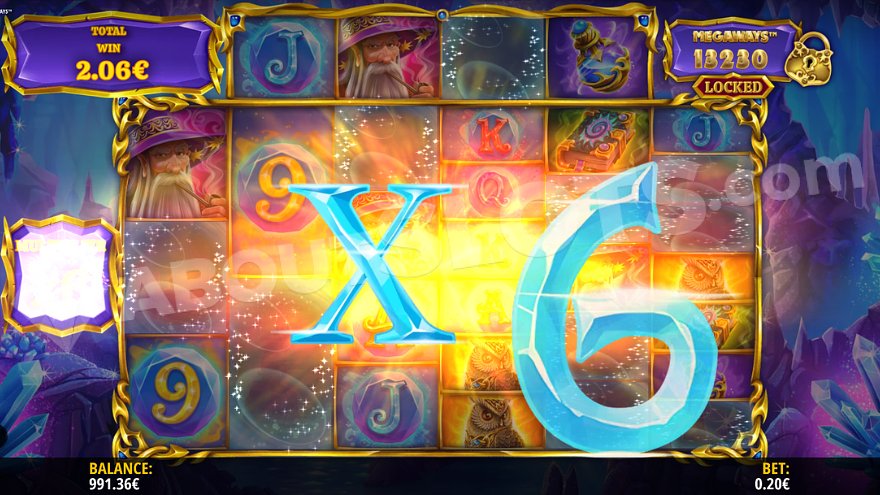Множитель 6X при выигрыше в режиме бесплатных вращений.